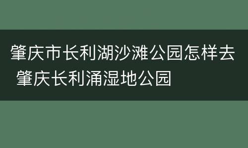 肇庆市长利湖沙滩公园怎样去 肇庆长利涌湿地公园