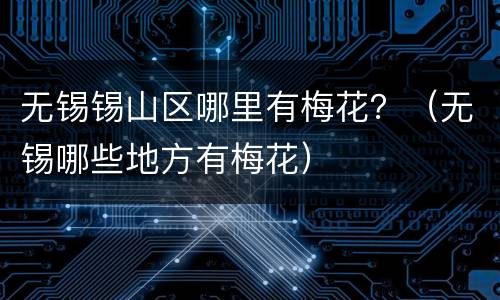 无锡锡山区哪里有梅花？（无锡哪些地方有梅花）