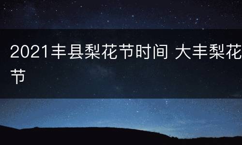 2021丰县梨花节时间 大丰梨花节