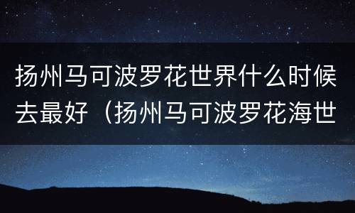 扬州马可波罗花世界什么时候去最好（扬州马可波罗花海世界真的很好玩么）