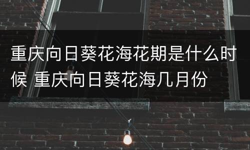 重庆向日葵花海花期是什么时候 重庆向日葵花海几月份