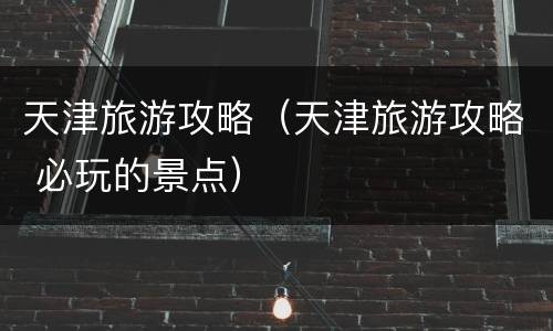 天津旅游攻略（天津旅游攻略 必玩的景点）