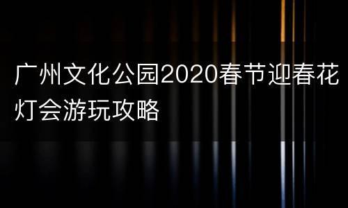 广州文化公园2020春节迎春花灯会游玩攻略