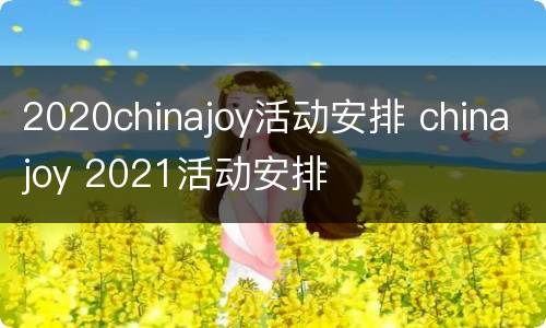 2020chinajoy活动安排 chinajoy 2021活动安排