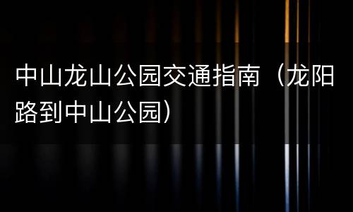 中山龙山公园交通指南（龙阳路到中山公园）