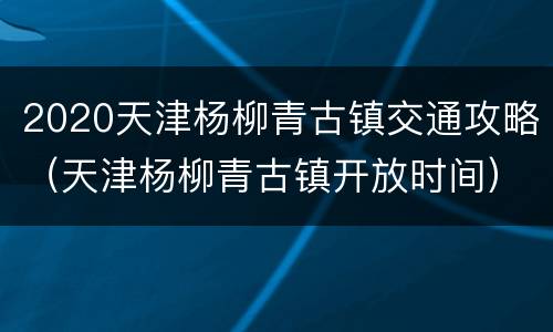 2020天津杨柳青古镇交通攻略（天津杨柳青古镇开放时间）