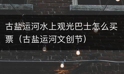 古盐运河水上观光巴士怎么买票（古盐运河文创节）