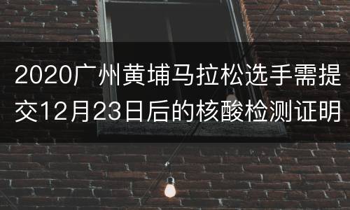 2020广州黄埔马拉松选手需提交12月23日后的核酸检测证明