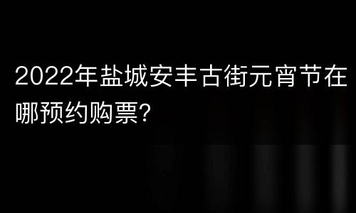 2022年盐城安丰古街元宵节在哪预约购票？