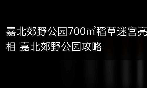 嘉北郊野公园700㎡稻草迷宫亮相 嘉北郊野公园攻略