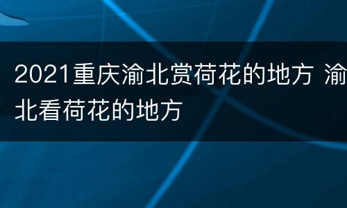 2021重庆渝北赏荷花的地方 渝北看荷花的地方