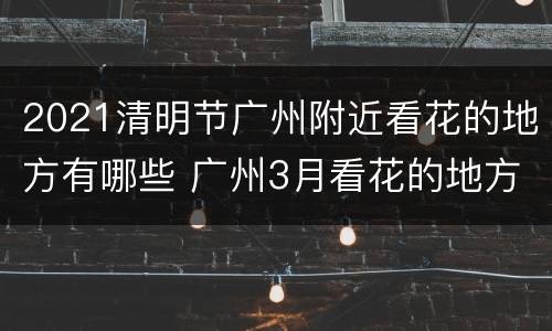 2021清明节广州附近看花的地方有哪些 广州3月看花的地方有哪些