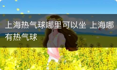 上海热气球哪里可以坐 上海哪有热气球
