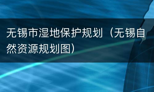 无锡市湿地保护规划（无锡自然资源规划图）