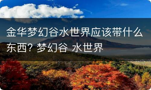 金华梦幻谷水世界应该带什么东西? 梦幻谷 水世界