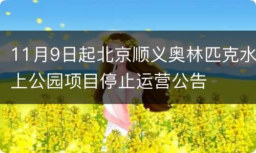 11月9日起北京顺义奥林匹克水上公园项目停止运营公告