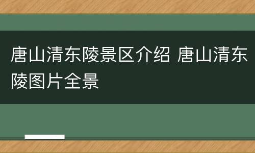 唐山清东陵景区介绍 唐山清东陵图片全景