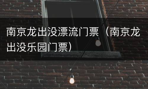 南京龙出没漂流门票（南京龙出没乐园门票）
