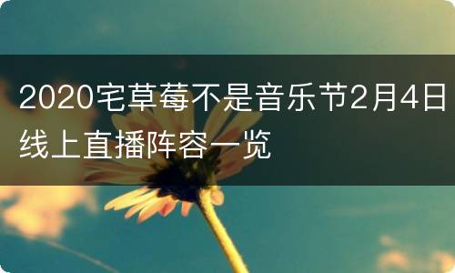 2020宅草莓不是音乐节2月4日线上直播阵容一览
