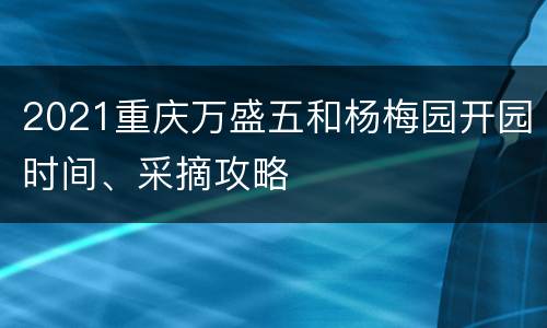 2021重庆万盛五和杨梅园开园时间、采摘攻略