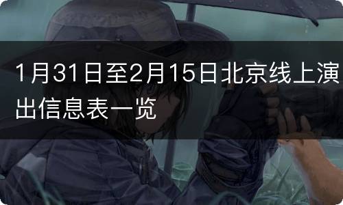 1月31日至2月15日北京线上演出信息表一览