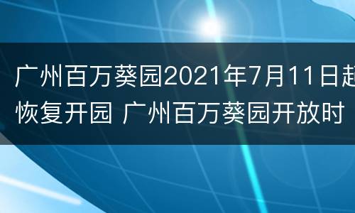 广州百万葵园2021年7月11日起恢复开园 广州百万葵园开放时间