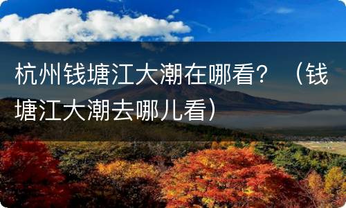 杭州钱塘江大潮在哪看？（钱塘江大潮去哪儿看）