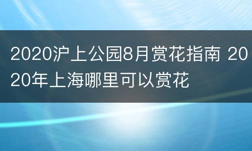 2020沪上公园8月赏花指南 2020年上海哪里可以赏花