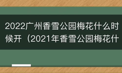 2022广州香雪公园梅花什么时候开（2021年香雪公园梅花什么时候开）