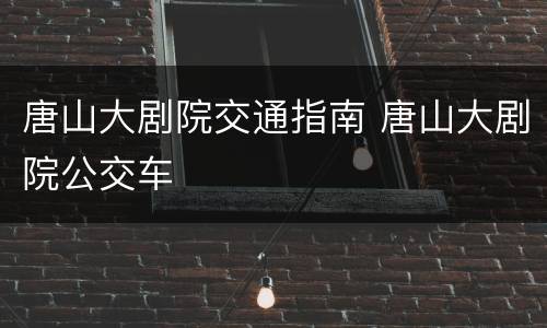 唐山大剧院交通指南 唐山大剧院公交车