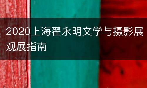 2020上海翟永明文学与摄影展观展指南