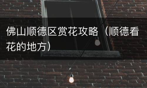 佛山顺德区赏花攻略（顺德看花的地方）