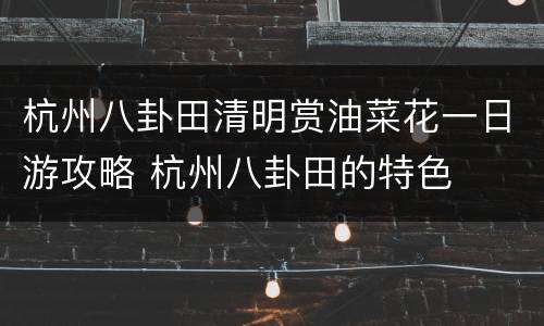 杭州八卦田清明赏油菜花一日游攻略 杭州八卦田的特色
