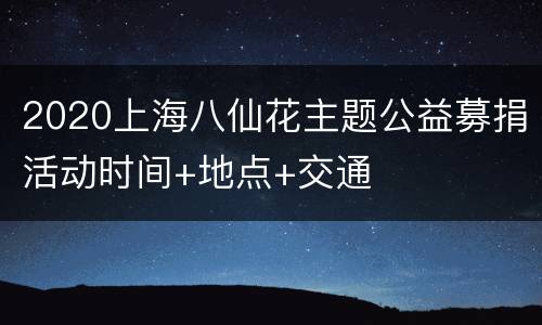 2020上海八仙花主题公益募捐活动时间+地点+交通