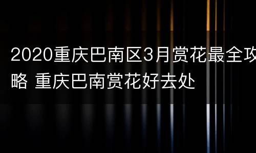2020重庆巴南区3月赏花最全攻略 重庆巴南赏花好去处