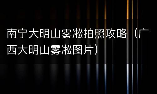 南宁大明山雾凇拍照攻略（广西大明山雾凇图片）