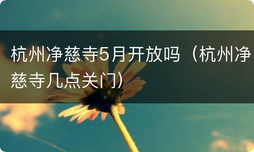 杭州净慈寺5月开放吗（杭州净慈寺几点关门）