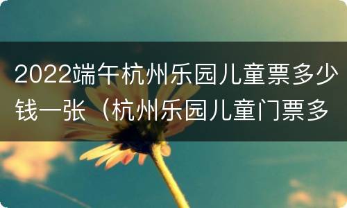 2022端午杭州乐园儿童票多少钱一张（杭州乐园儿童门票多少钱价）