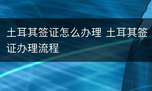 土耳其签证怎么办理 土耳其签证办理流程
