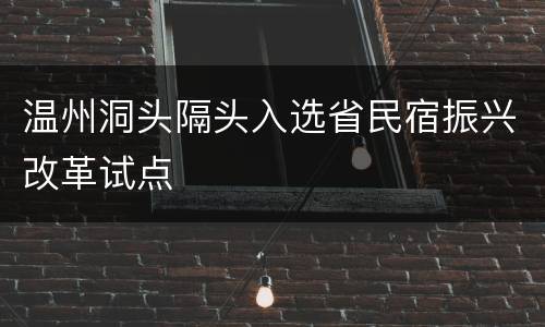 温州洞头隔头入选省民宿振兴改革试点