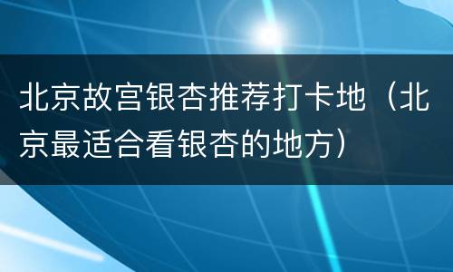 北京故宫银杏推荐打卡地（北京最适合看银杏的地方）