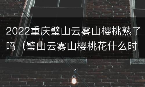 2022重庆璧山云雾山樱桃熟了吗（璧山云雾山樱桃花什么时候开）