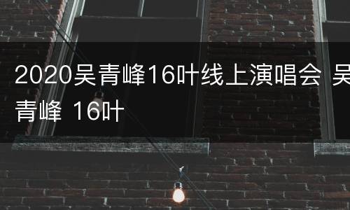 2020吴青峰16叶线上演唱会 吴青峰 16叶