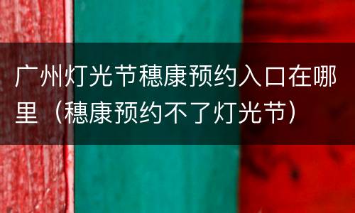 广州灯光节穗康预约入口在哪里（穗康预约不了灯光节）
