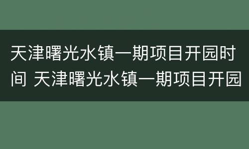天津曙光水镇一期项目开园时间 天津曙光水镇一期项目开园时间表