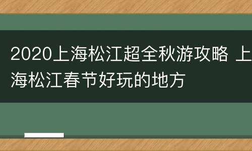 2020上海松江超全秋游攻略 上海松江春节好玩的地方