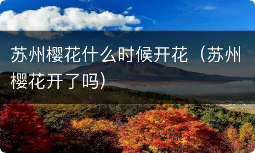 苏州樱花什么时候开花（苏州樱花开了吗）