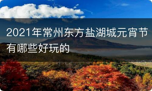 2021年常州东方盐湖城元宵节有哪些好玩的