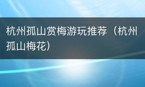 杭州孤山赏梅游玩推荐（杭州孤山梅花）