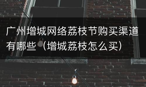 广州增城网络荔枝节购买渠道有哪些（增城荔枝怎么买）